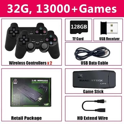Konzola za videoigre Ugrađeno 20000 igrica Bežični kontroler TV Game Stick 4K HD Retro Mini ručni player za igre