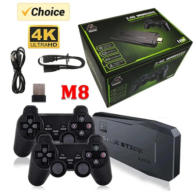 Video Game Sticks M8 Console 2.4G Dual Wireless Controller Game Stick 4K 10000 games 64GB Retro παιχνίδι For Dropshiopping Xmas Gift