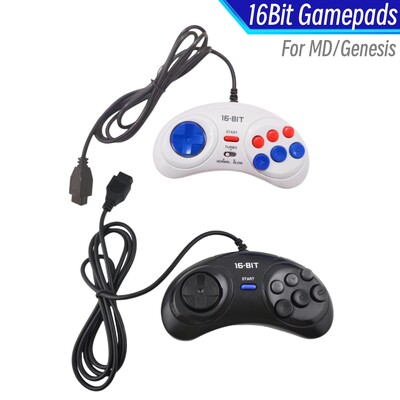 Bijeli crni 9-pinski žični gamepadi za Sega MegaDrive igraću konzolu 16-bitni kontroler za Genesis MD gamepad ručka podrška Turbo