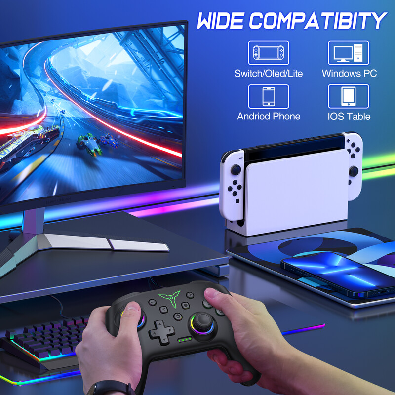 BEBONCOOL Wireless Switch Pro kontroler s joystickom i dvostrukom vibracijom kompatibilan za Switch OLED/Lite Switch Remote Gamepad