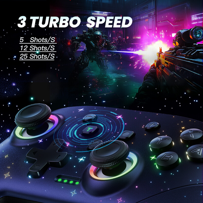 Switch Controller, LED Star Wireless Pro Controller за Switch/Lite/OLED, мултиплатформен Windows PC/IOS/Android контролер с