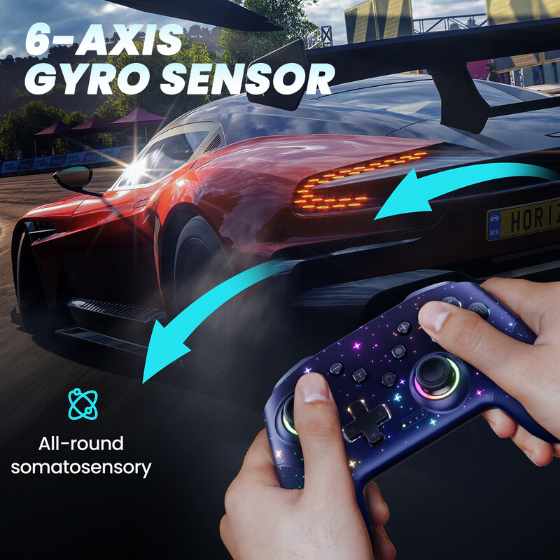 Switch Controller, LED Star Wireless Pro Controller за Switch/Lite/OLED, мултиплатформен Windows PC/IOS/Android контролер с