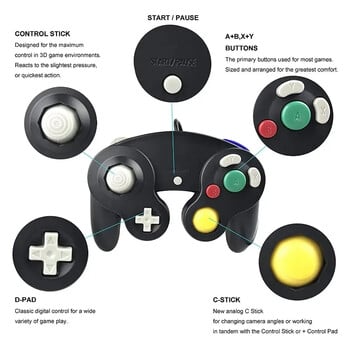 Ενσύρματο χειριστήριο παιχνιδιών για το GameCube NGC Ενσύρματο χειριστήριο παιχνιδιών με ένα κουμπί για την κονσόλα παιχνιδιών NGC