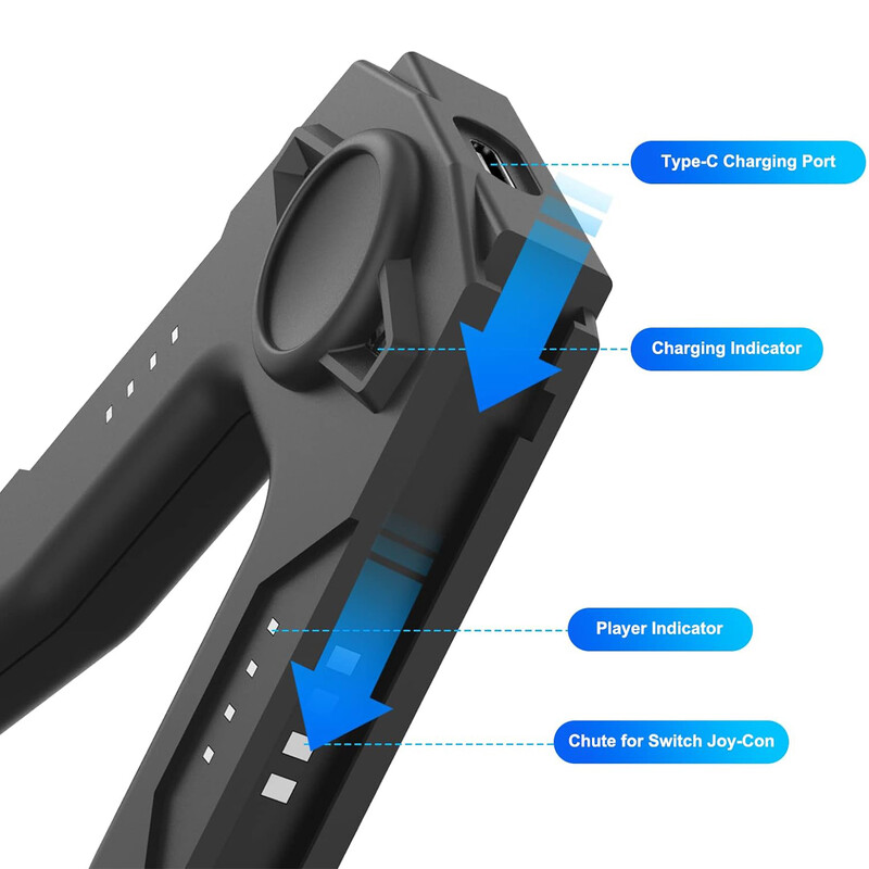 GAMINJA skirtas Nintendo Switch Joy Con valdiklio įkroviklio laikiklis su jungiklio indikatoriaus lempute Switch JoyCon įkrovimo valdikliui