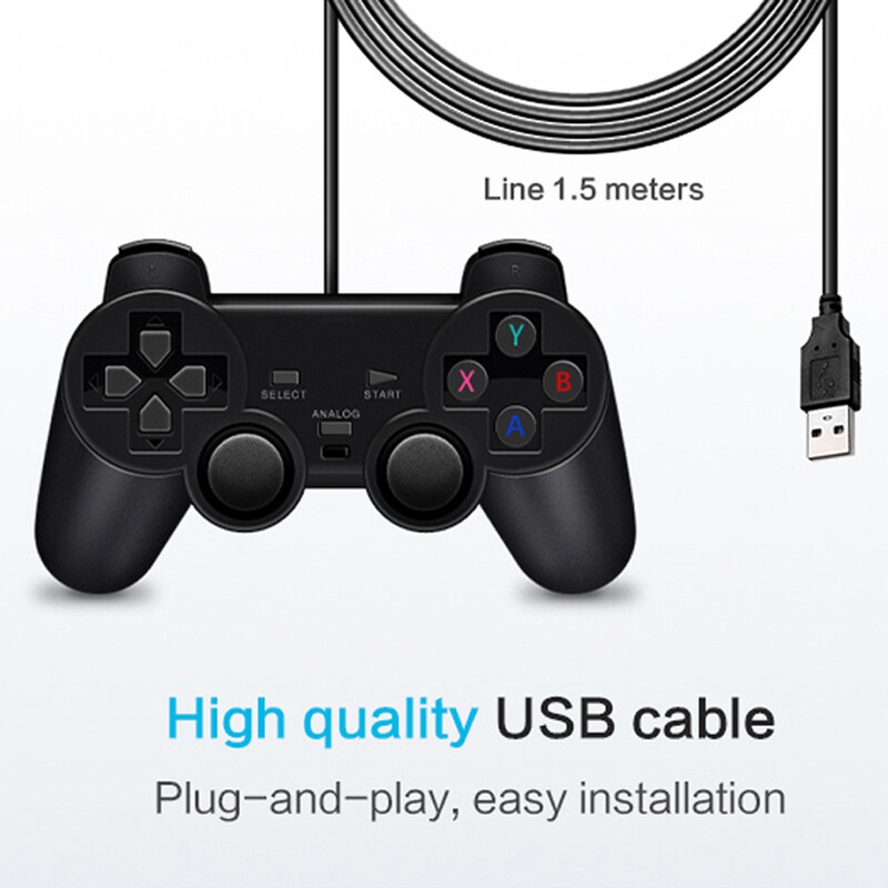 USB laidinis valdiklis Žaidimo Joytic Gamepad Vibracinė vairasvirtė, skirta Playstation, skirta WinXP/Win7/Win8/Win10, skirta asmeniniam kompiuteriui, nešiojamam kompiuteriui