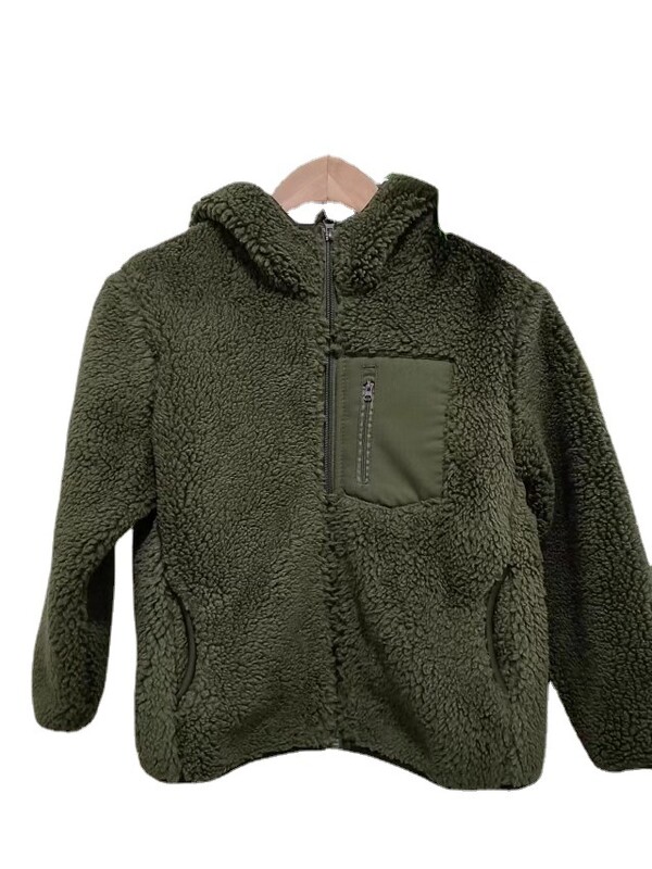 Rudens-žiemos vaikiški rūbai berniukams ir mergaitėms, pastorintas ėrienos aksomas, pusiau šilta laisvalaikio universali trumpa striukė su gobtuvu 442521