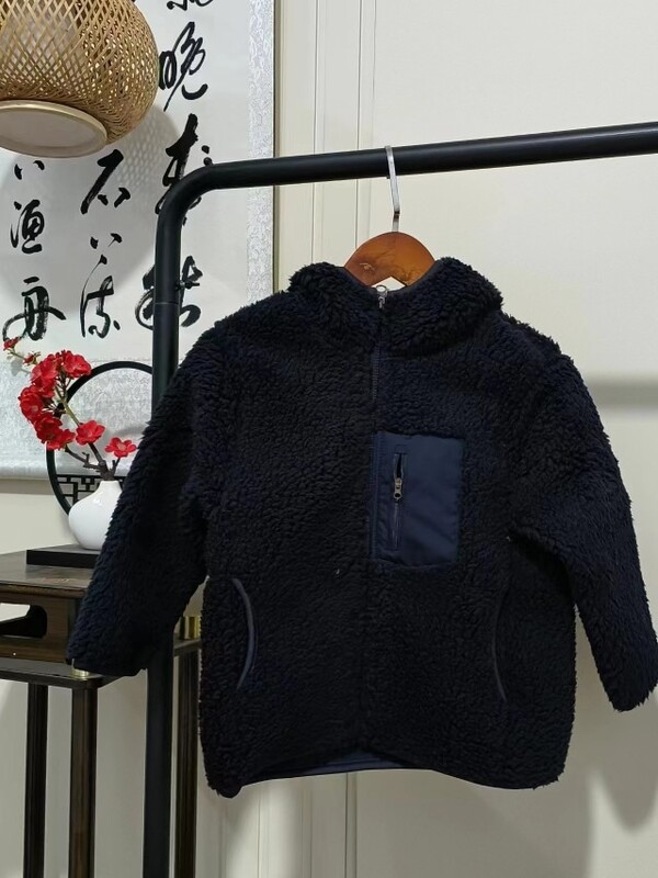 Rudens-žiemos vaikiški rūbai berniukams ir mergaitėms, pastorintas ėrienos aksomas, pusiau šilta laisvalaikio universali trumpa striukė su gobtuvu 442521