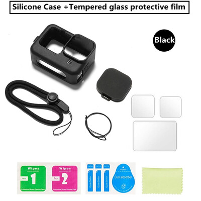 Silikonska torbica za GoPro Hero 12 11 10Crno kaljeno staklo Zaštita zaslona Zaštitna folija Poklopac za objektiv za GoPro9 Dodaci