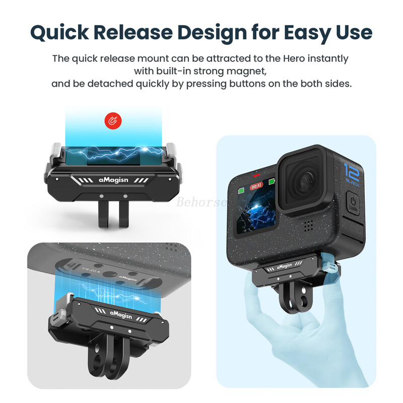 Magnetska baza za GoPro Hero 12/GoPro 11/10/9/8/GoPro11Mini/MAX Adapter za montiranje s brzim otpuštanjem Dodaci za sportsku kameru