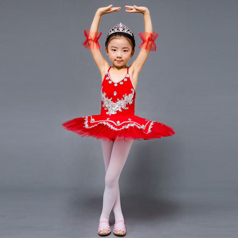 Детска пачка с тиранти Little Swan Dance Swan Lake Tutu пола за момичета Професионална балетна пола TUTU с пайети