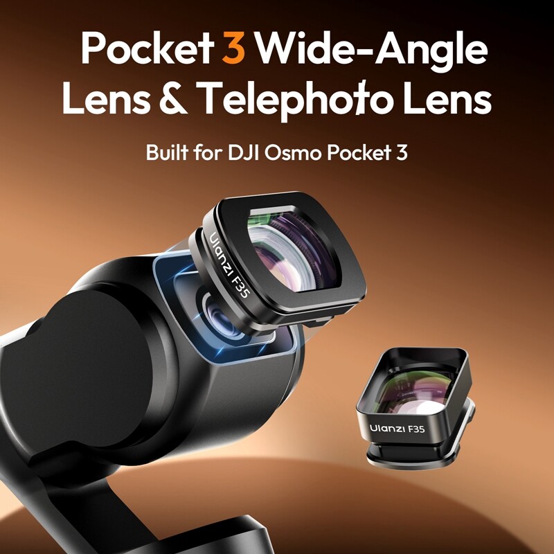 Ulanzi F35 Pocket 3 širokokutni objektiv i teleobjektiv za DJI Osmo Pocket 3 magnetski dodatak za fotografije Brza instalacija