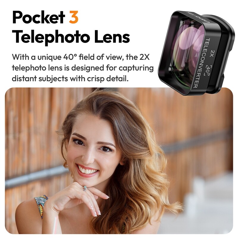 Ulanzi F35 Pocket 3 širokokutni objektiv i teleobjektiv za DJI Osmo Pocket 3 magnetski dodatak za fotografije Brza instalacija