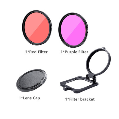 Originalno vodootporno kućište Filter Leća Zaštitna školjka Držač adaptera filtra za GoPro Hero 8 akcijsku kameru Ljubičasto Crveni filteri