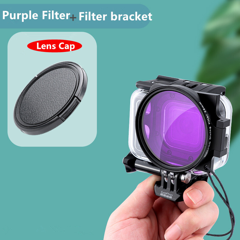 Originalno vodootporno kućište Filter Leća Zaštitna školjka Držač adaptera filtra za GoPro Hero 8 akcijsku kameru Ljubičasto Crveni filteri