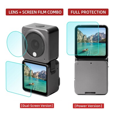 9H kaljena folija za ekran za DJI Osmo Action 2 Staklena folija otporna na ogrebotine HD zaštitna folija za leće za DJI Action 2 Dodaci