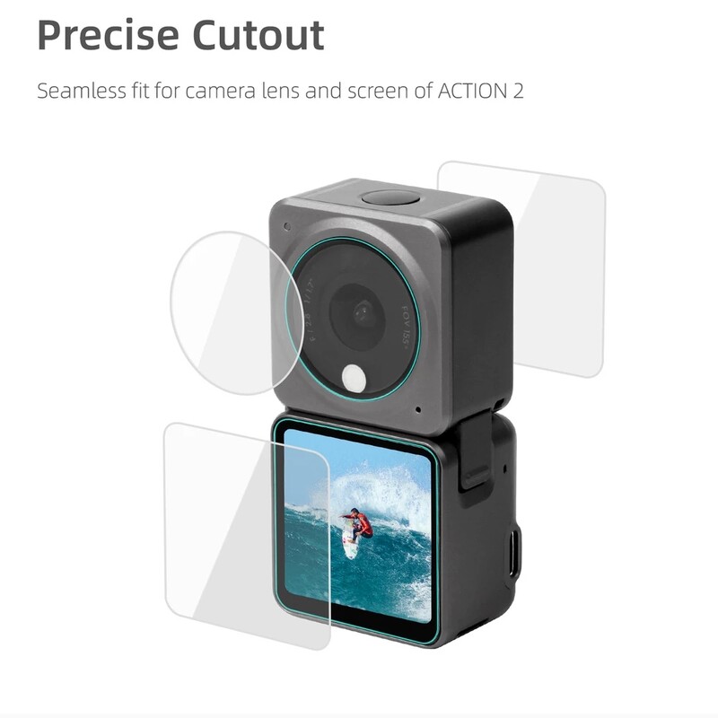 9H karastatud ekraanikile DJI Osmo Action 2 kriimustuskindla klaaskile HD objektiivi kaitsekile jaoks DJI Action 2 tarvikutele