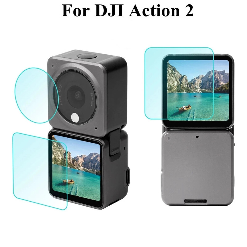 9H karastatud ekraanikile DJI Osmo Action 2 kriimustuskindla klaaskile HD objektiivi kaitsekile jaoks DJI Action 2 tarvikutele