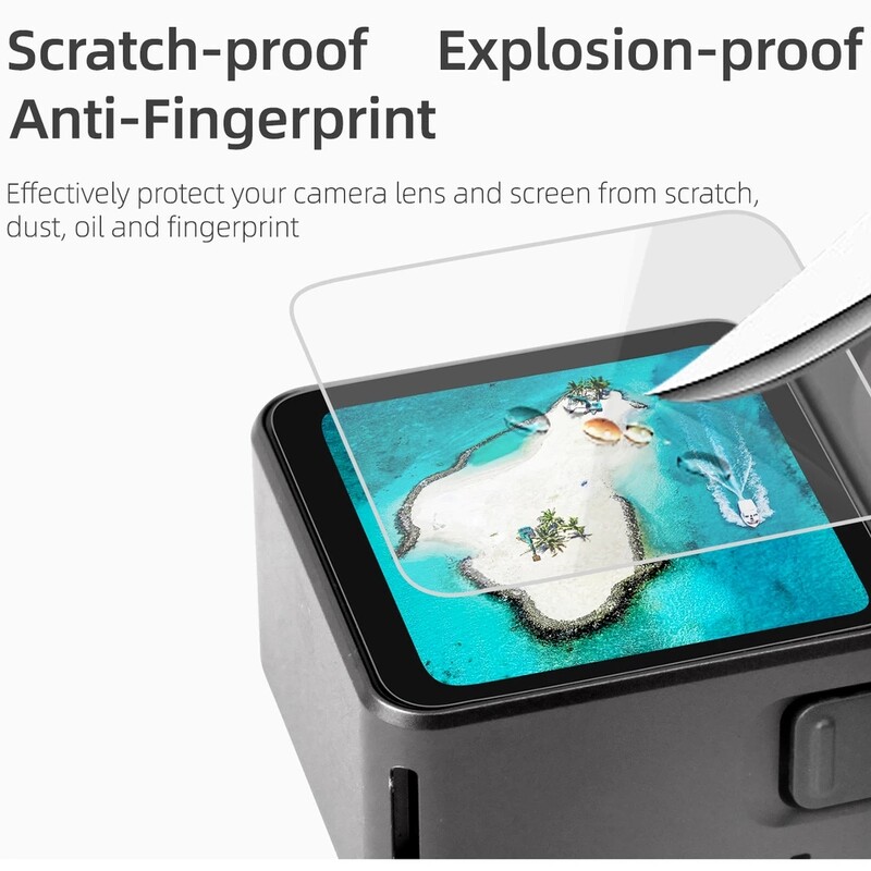 9H karastatud ekraanikile DJI Osmo Action 2 kriimustuskindla klaaskile HD objektiivi kaitsekile jaoks DJI Action 2 tarvikutele