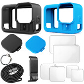 Szilikon tok GoPro Hero 13 fekete edzett üveg képernyővédő fólia védőfólia lencsevédő fedél GoPro 13 tartozékokhoz