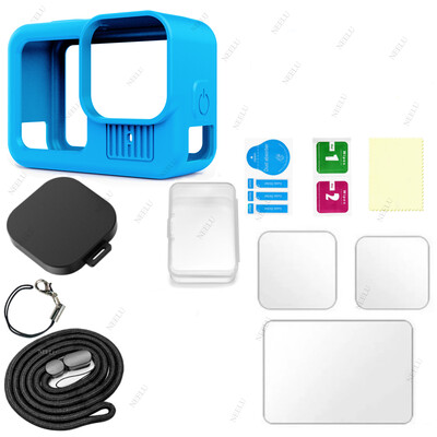 Szilikon tok GoPro Hero 13 fekete edzett üveg képernyővédő fólia védőfólia lencsevédő fedél GoPro 13 tartozékokhoz