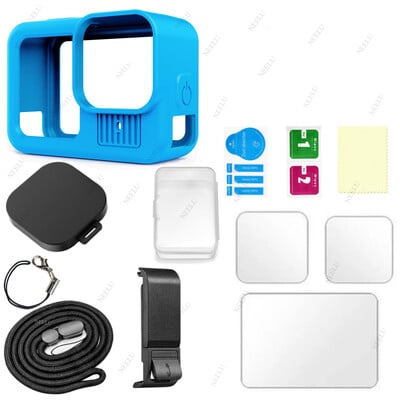 Szilikon tok GoPro Hero 13 fekete edzett üveg képernyővédő fólia védőfólia lencsevédő fedél GoPro 13 tartozékokhoz