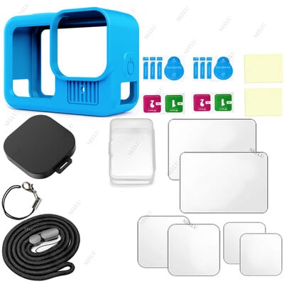 Szilikon tok GoPro Hero 13 fekete edzett üveg képernyővédő fólia védőfólia lencsevédő fedél GoPro 13 tartozékokhoz