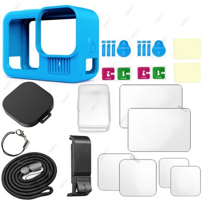 Szilikon tok GoPro Hero 13 fekete edzett üveg képernyővédő fólia védőfólia lencsevédő fedél GoPro 13 tartozékokhoz