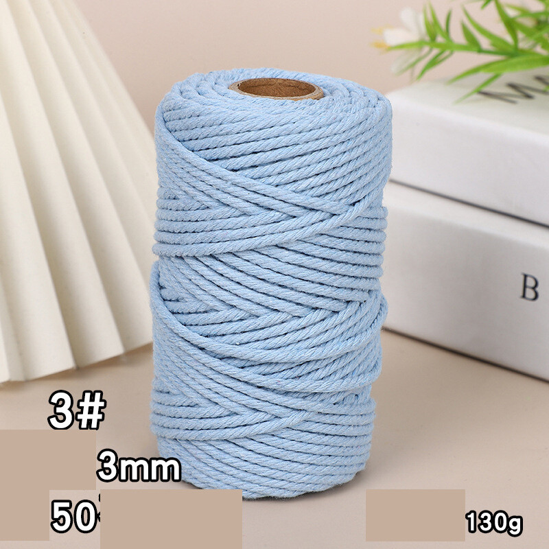 Pārrobežu krāsaina kokvilnas virve 3mm aukla DIY roku darbs rīsu virve pelmeņiem materiāls pīta dekoratīva virve Pret kaķu skrāpējumiem