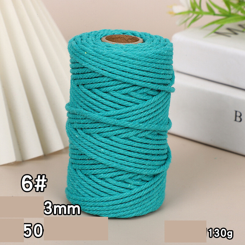 Pārrobežu krāsaina kokvilnas virve 3mm aukla DIY roku darbs rīsu virve pelmeņiem materiāls pīta dekoratīva virve Pret kaķu skrāpējumiem