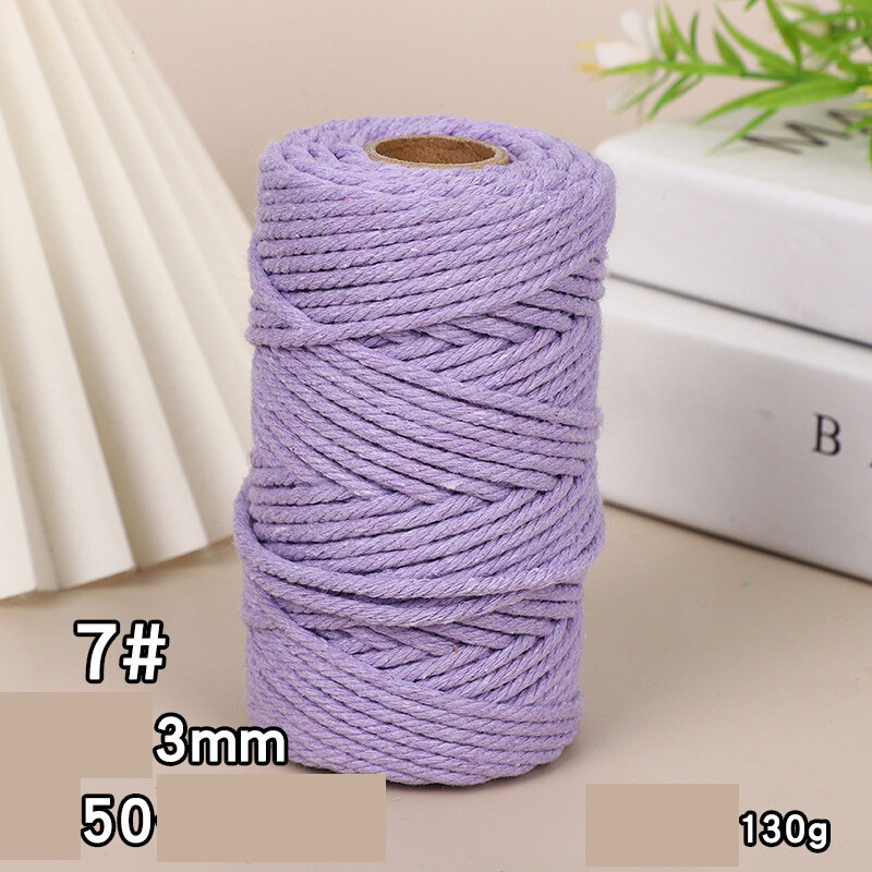 Pārrobežu krāsaina kokvilnas virve 3mm aukla DIY roku darbs rīsu virve pelmeņiem materiāls pīta dekoratīva virve Pret kaķu skrāpējumiem