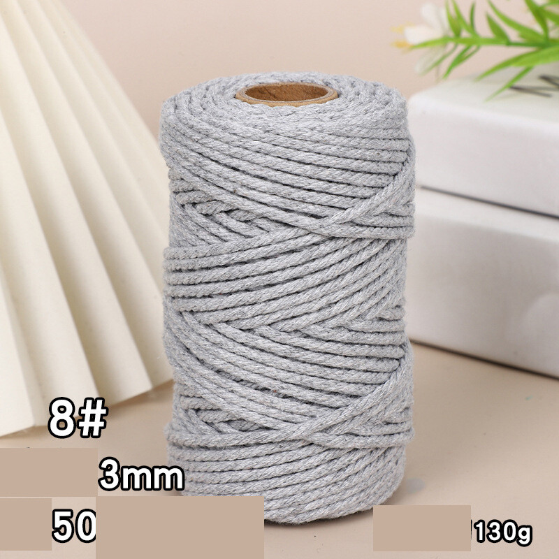 Pārrobežu krāsaina kokvilnas virve 3mm aukla DIY roku darbs rīsu virve pelmeņiem materiāls pīta dekoratīva virve Pret kaķu skrāpējumiem