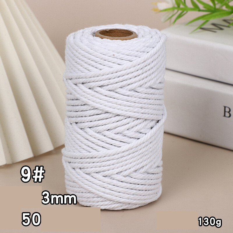 Pārrobežu krāsaina kokvilnas virve 3mm aukla DIY roku darbs rīsu virve pelmeņiem materiāls pīta dekoratīva virve Pret kaķu skrāpējumiem