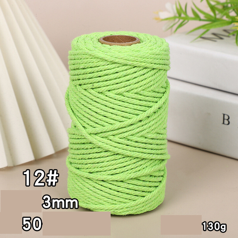 Pārrobežu krāsaina kokvilnas virve 3mm aukla DIY roku darbs rīsu virve pelmeņiem materiāls pīta dekoratīva virve Pret kaķu skrāpējumiem