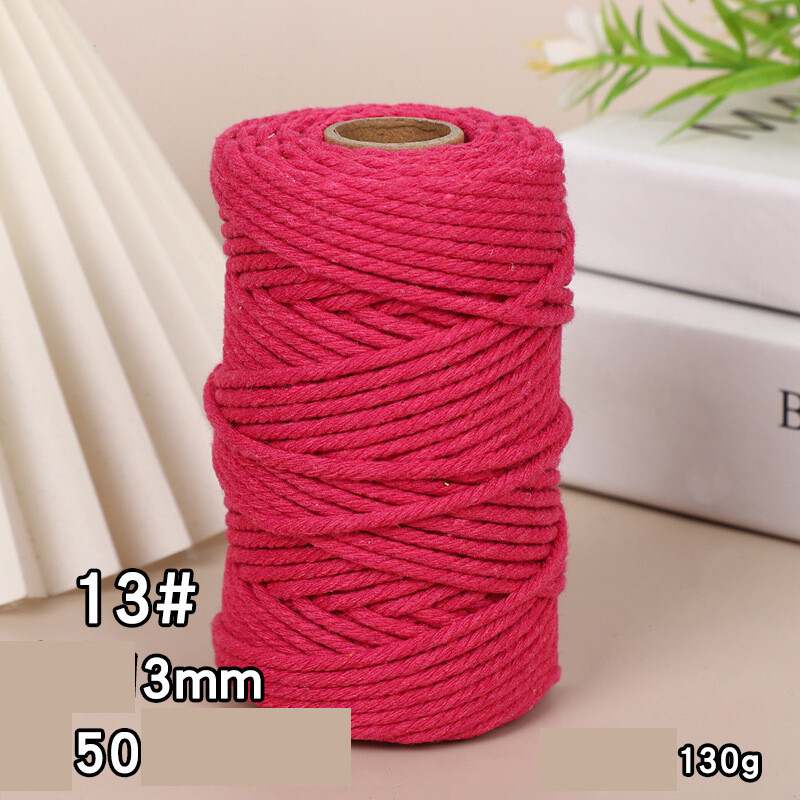 Pārrobežu krāsaina kokvilnas virve 3mm aukla DIY roku darbs rīsu virve pelmeņiem materiāls pīta dekoratīva virve Pret kaķu skrāpējumiem