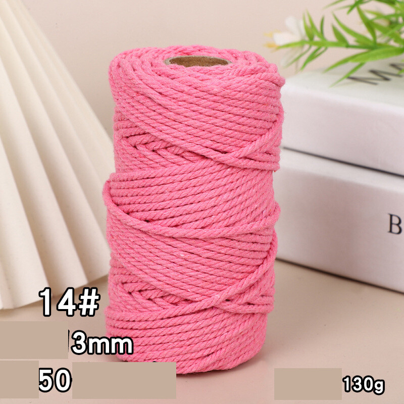 Pārrobežu krāsaina kokvilnas virve 3mm aukla DIY roku darbs rīsu virve pelmeņiem materiāls pīta dekoratīva virve Pret kaķu skrāpējumiem