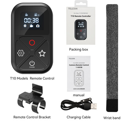 TELESIN T10 Bluetooth дистанционно управление за GoPro Hero 12 11 10 9 с лента за китка 80M безжично интелигентно дистанционно за GoPro аксесоари