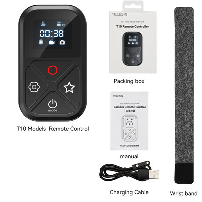 TELESIN T10 Bluetooth дистанционно управление за GoPro Hero 12 11 10 9 с лента за китка 80M безжично интелигентно дистанционно за GoPro аксесоари
