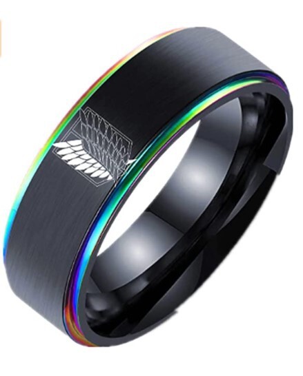 8 mm nerūdijančio plieno ataka ant Titan Wings of Liberty logotipo žiedo uodegos žiedo vyrų žiedo žiedo karšti išpardavimai