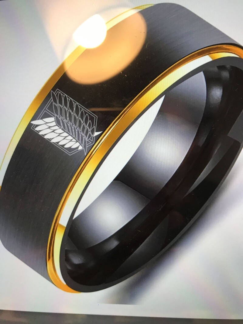 8 mm nerūdijančio plieno ataka ant Titan Wings of Liberty logotipo žiedo uodegos žiedo vyrų žiedo žiedo karšti išpardavimai