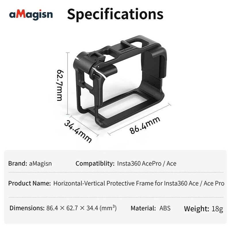 ABS okvir za Insta360 Ace Pro Metalni kavez za zečeve Zaštitni granični okvir za Insta360 Ace Sports Camera Camera
