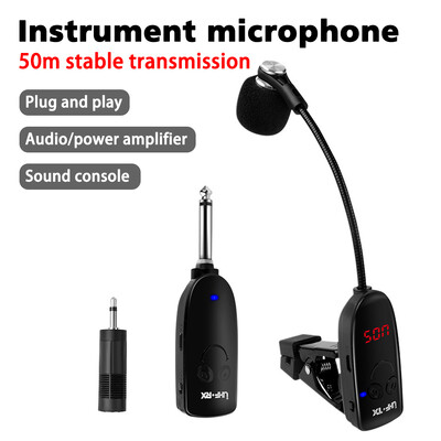 Saksofono trimito trombono specialus belaidis mikrofonas Belaidis imtuvas siųstuvas, 160 pėdų diapazonas, „Plug and Play“, puikiai tinka trimitams