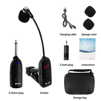 Sax тромпет тромбон специален безжичен микрофон Безжичен приемник Предавател, 160 фута обхват, Plug and Play, Страхотен за тромпети