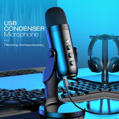 USB mikrofon za PC Mac Igranje Snimanje Streaming Podcasting, Računalni kondenzatorski mikrofon s adapterom za telefon Izlaz za slušalice