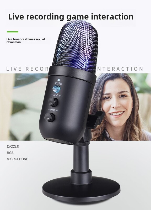 Profesionalni USB kondenzatorski RGB žičani mikrofon za snimanje računala i YouTube podcast vokala na PC-u i Macu