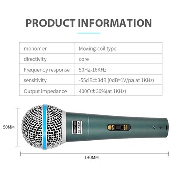 BETA 58A Supercardioid Dynamic Microphone For Stage Singing Επαγγελματικό ενσύρματο μικρόφωνο για Shure Karaoke BBOX Recording Vocal