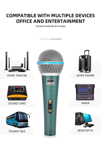 BETA 58A Supercardioid Dynamic Microphone For Stage Singing Επαγγελματικό ενσύρματο μικρόφωνο για Shure Karaoke BBOX Recording Vocal