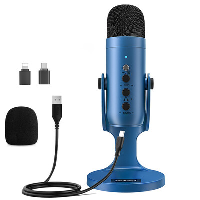 USB kondenzátor mikrofon stúdió felvétel mikrofon PC számítógéphez laptop Windows streaming videó játék podcast ének Kék K66