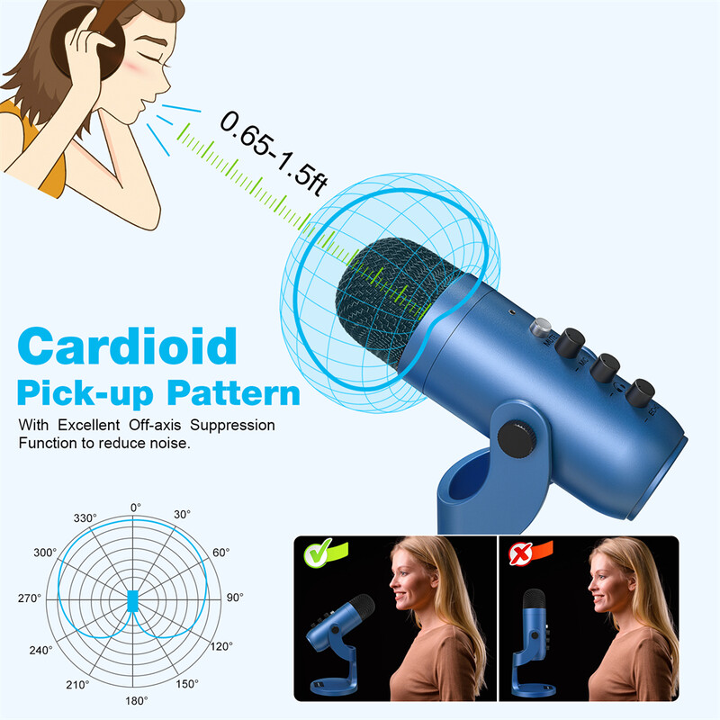 USB kondenzatorski mikrofon Studio za snimanje Mikrofon za osobno računalo Prijenosno računalo Windows Streaming Video igre Podcasting Vokal Plavi K66