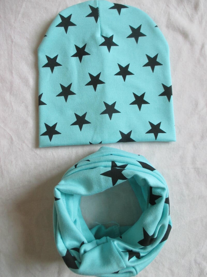 Beebi mütsi sallikomplekt sügis- ja talvine laste soe kootud müts Star kampsun beebi lootemüts