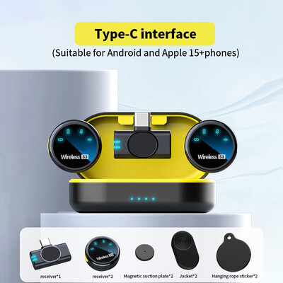 Mini S3 безжичен микрофон с магнитна катарама Lavalier Mic 2.4G преносим микрофон за запис на глас с приемник за Android iOS
